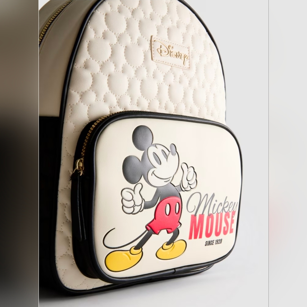 Disney's Mickey Mouse Quilted Backpack Beige N Black, Primark Exclusive - Picture 2 of 6